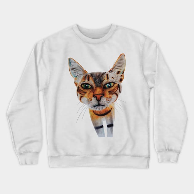 Curious Cat Crewneck Sweatshirt by Flaxenart